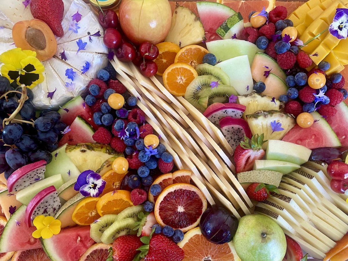 Fruit and Cheese Charcuterie Board perfect for vegetarians and fruit lovers