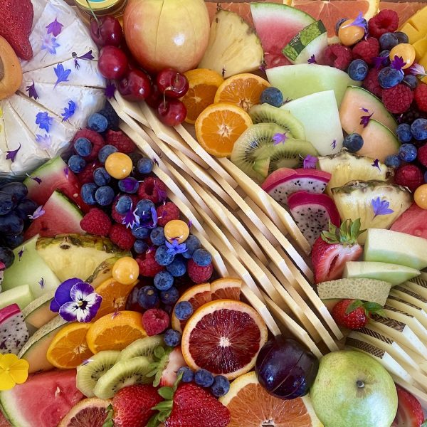 Fruit and Cheese Charcuterie Board perfect for vegetarians and fruit lovers