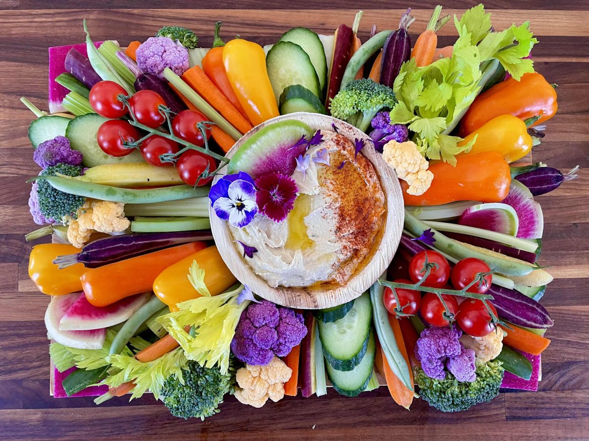 crudite board - farm fresh veggies and dip