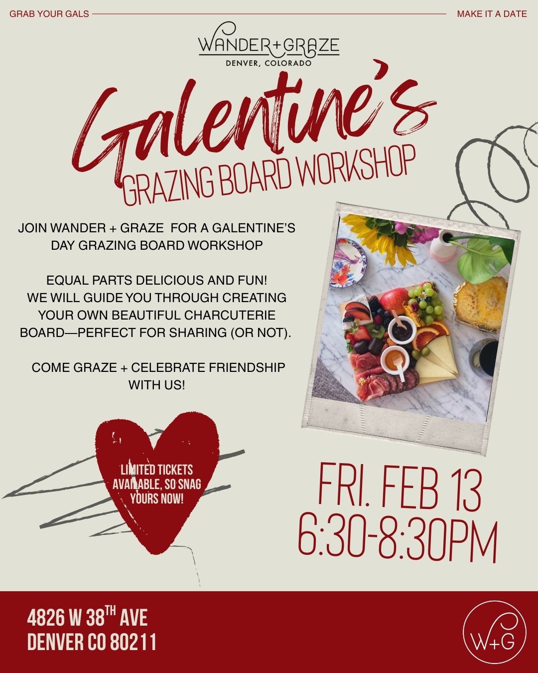 Galentine's Post 2026 (2) Creative Grazing Boards and Charcuterie in Denver Wander + Graze